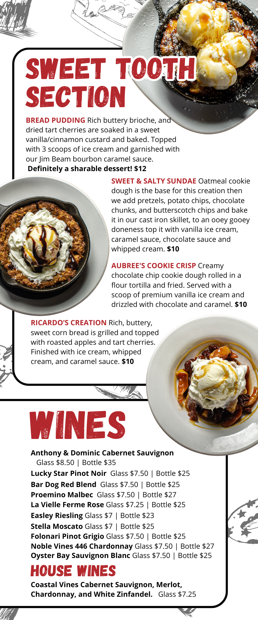 Desserts & Wine Menu